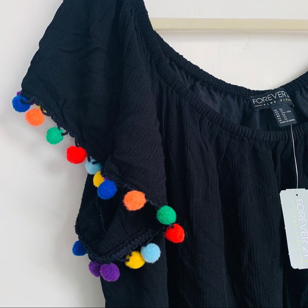 🌈 Black Colorful Tassel Forever 21 Dress